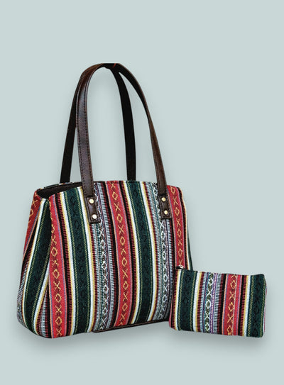 Tribal Rhythm - Earthy Stripes Tote