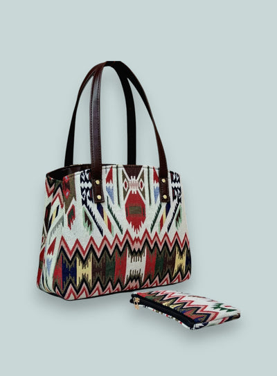 Ethnic Wonder - Red Diamond Pattern Tote